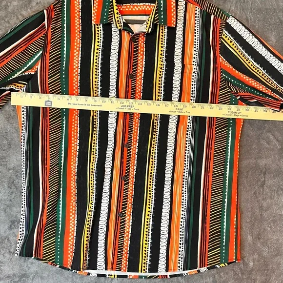 MCEDAR Men's Short Sleeve Button-Up Shirt in Black, Orange & Green XL - Picture 6 of 9